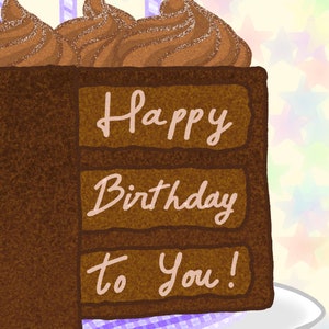 Carte d'anniversaire numérique gâteau au chocolat - carte de voeux pliable imprimable avec bougies