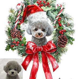 Custom Christmas Pet Portrait, Christmas Animal Painting Pet, Dogs,Cats and any Pet,  Christmas Gift for Family Christmas Cat Portraits