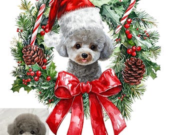 Custom Christmas Pet Portrait, Christmas Animal Painting Pet, Dogs,Cats and any Pet,  Christmas Gift for Family Christmas Cat Portraits