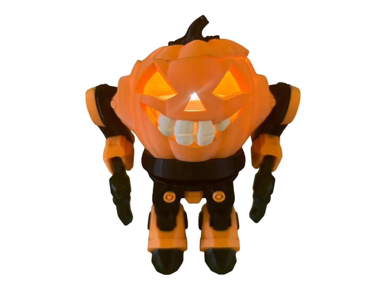 Halloween Pumpkin Robot, 3D Printed Articulated , Great Gift or