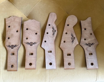 Set of 5 Cigar Box Guitar 3 string headstock templates