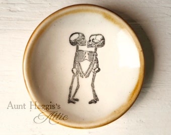 Small Bowl Conjoined Twins Skeleton bowl ceramic accessory bowl creepy halloween gift weird gift goth gift fun halloween skeleton glass bowl
