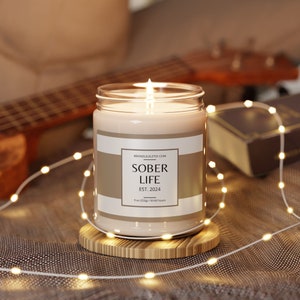 SOBER LIFE - Est. 2024, Brown Label, Recovery Gift, Sobriety Candle, Sober Anniversary Gift, Recovery Candle, Sober Lifestyle, Sober Gift