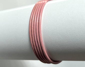 Pink Leather Bracelet: Minimalist, Stylish, Magnetic Clasp, Custom-Sized