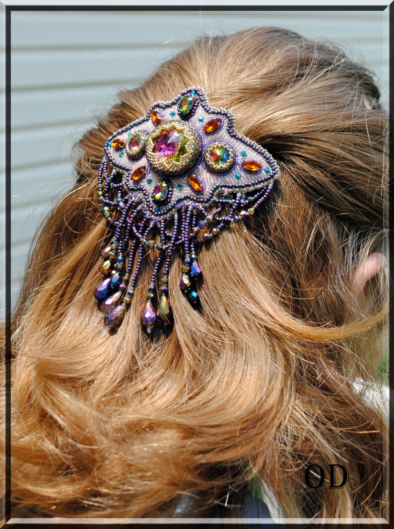 Hair Clip Evita. Barette clip long 8 cm. Etsy