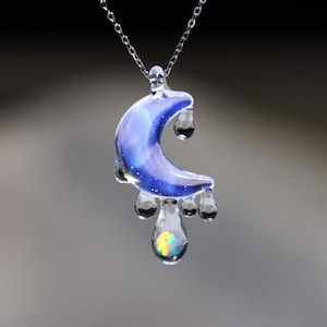Handmade 925 Silver Moon Opal Pendant Necklace, Charming Jewelry Gift, Glass Art Pendant, Special Gift for her, Birthday Present, For Lady