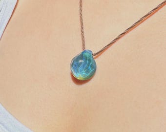 Handcraft Wave Opal Pendant, The Heart of the Ocean Opal Handmade Pendant, Glass Opal Necklace, Opal Jewelry, Romantic gift Gemstone Pendant