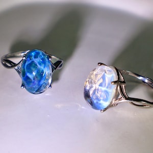 Ozean Glas Ring 925 Silber Edelstein Ring, Meereswelle Ring, Bezaubernde Ring, Ozean des Herzen Ring, Romantisches Geschenk, geliebten oder Freunden, Art