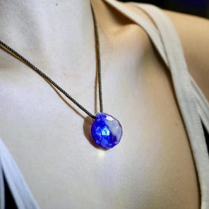 Handmade The Heart of the Ocean Pendant Necklace, Gift for her, birthstone Jewelry, Romantic Gift, Gemstone Pendant, Handcraft Wave Pendant