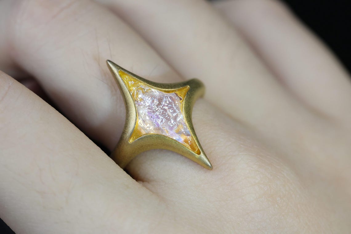 Handmade North Star Dreamland Ring, 925 Silver and Gold-plated Ring ...