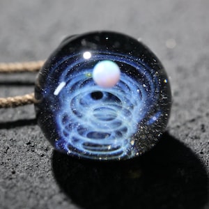 Handcraft Opal Galaxy Starry Sky Pendant Necklace, 3D Cosmic Creative Planet Gift, Unique mind blown gift night sky twisted universe pendant