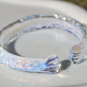 Pulseira de pata de gato feita à mão com ondas do oceano, presente de aniversário, pulseira de ondas, joia charmosa, presente para ela, presentes especiais, tamanho personalizado, círculo