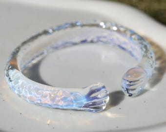 Handmade Cat Paw Ocean Wave Bracelet, Birthday gift, Wave bangle, charming jewelry, gift for her, Special gifts, Customized Size, Circle