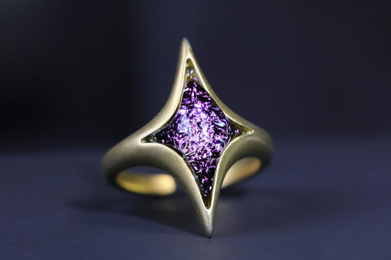 North Star Sterling Silver Ring, Handmade, Glass Ring, Special Ring