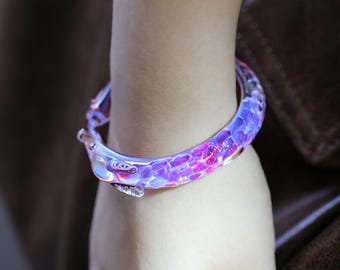 Handmade dragon scale purple gold Bracelet, gift, Dragon bangle, charming jewelry, Birthday gifts, Special gifts, Customized Size, Handcraft