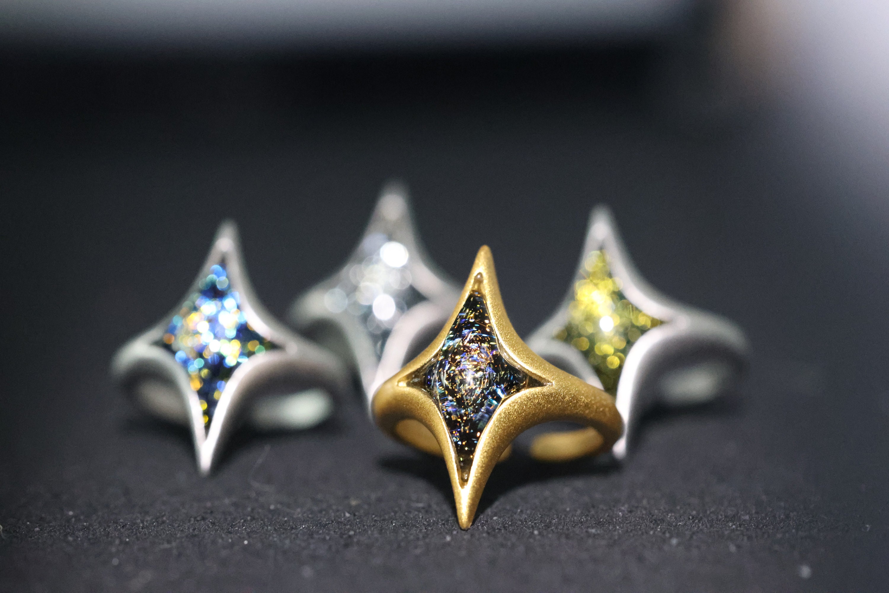 Handmade North Star Ring, 925 Silver and Gold Plated Ring, Glass Art ...