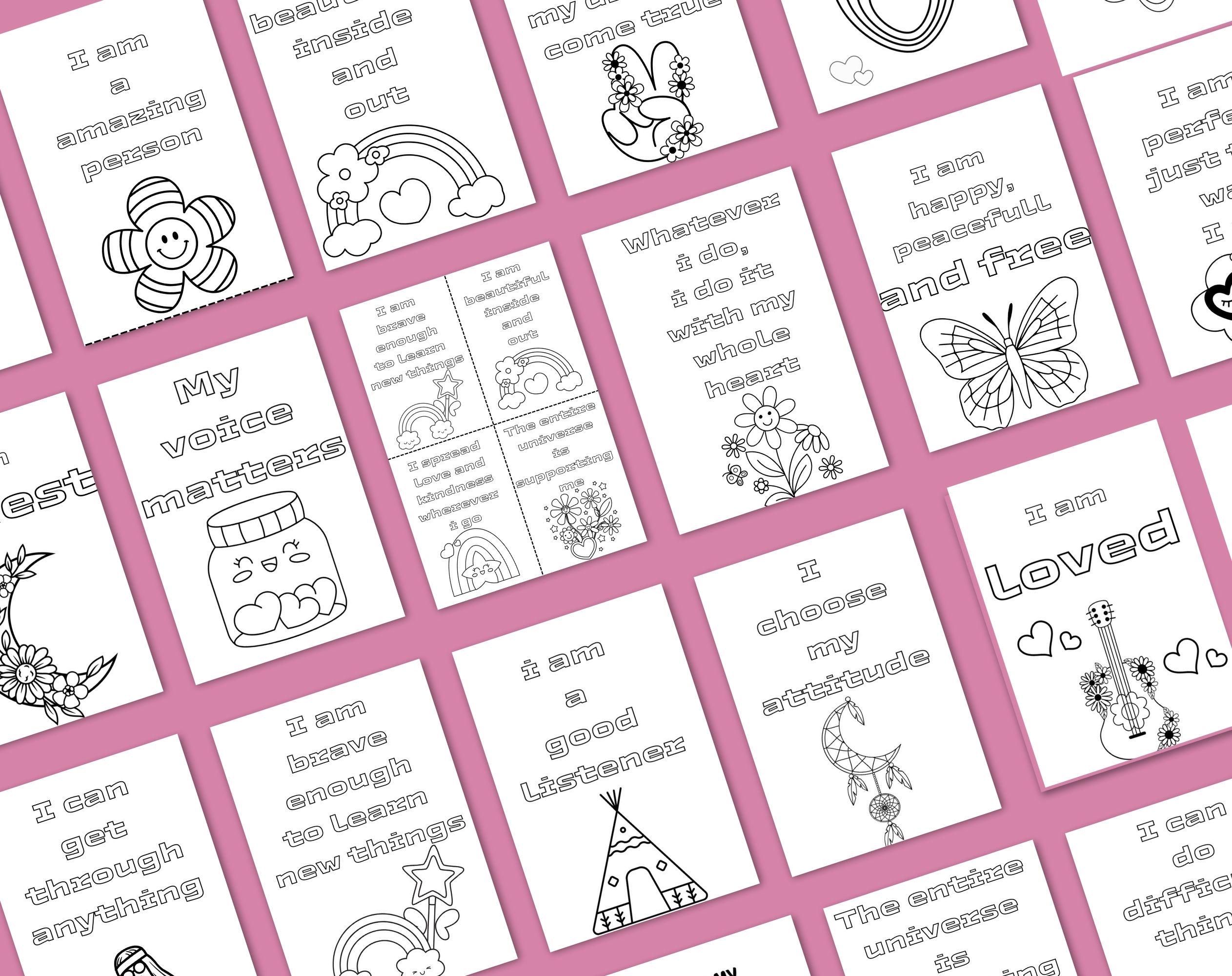 Positive Affirmation Cards to Color for Kids - Printable Daily ...