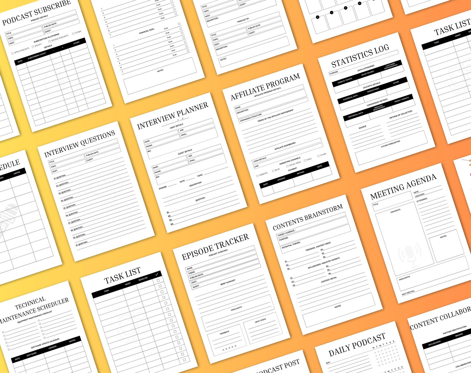 Podcast Planner | Interview Script & Tracker | Podcast Log | Digital ...