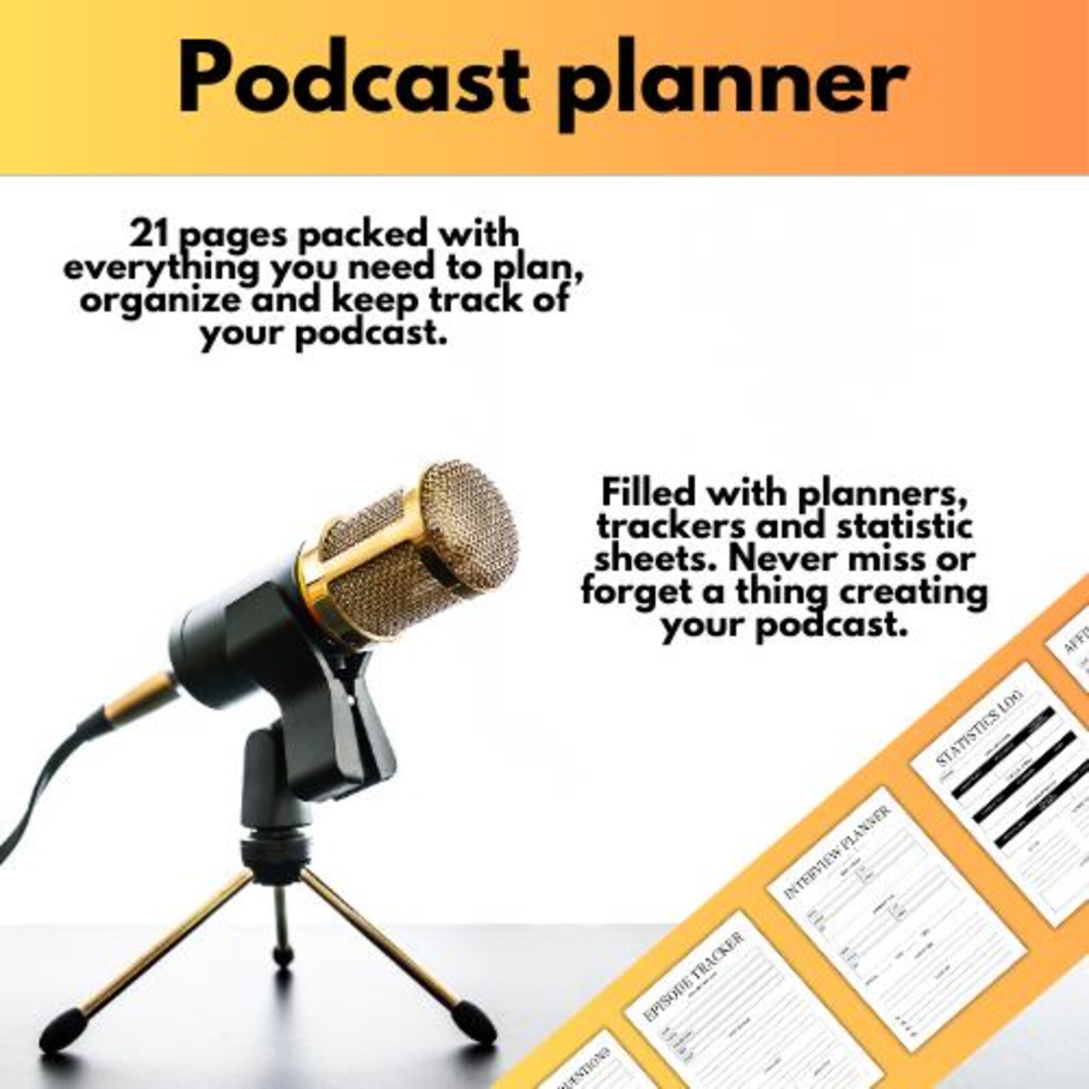 Podcast Planner | Interview Script & Tracker | Podcast Log | Digital ...