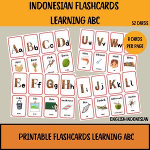 Educational Printables - Indonesian Language Flashcards - Montessori Learning Tools - Digital Flashcards for Kids