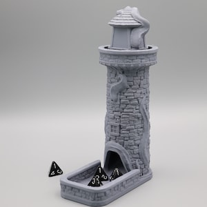 Dice Tower Cthulhu Mythos Lighthouse, Kraken, Dungeon 'n Dragons-stijl/rollenspelaccessoire grijs 3D-geprint. Randomizer StageTop