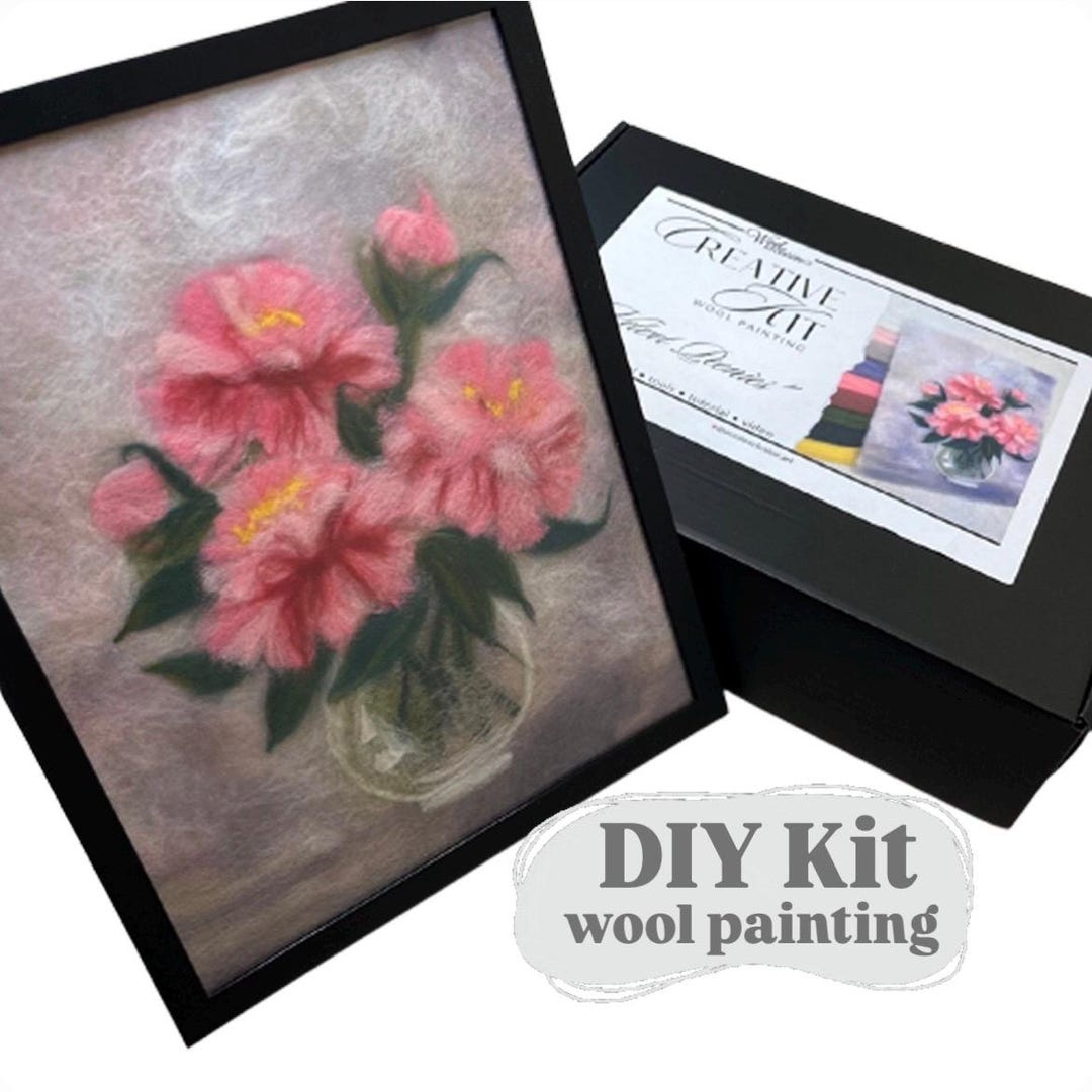 Wool Painting Craft Kit Velvet Peonies, DIY Wool Faltering Box, Craft ...