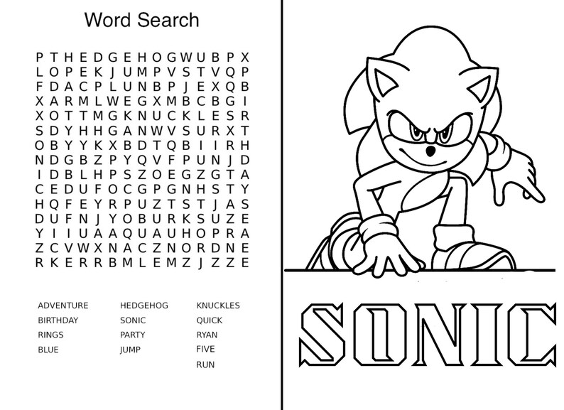 Personalized Sonic Coloring Book - Etsy