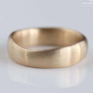 14K Solid Gold Cigar Wedding Band Ring, Unique 5 mm Wide Cut Out Design, Perfect for a Wedding band or Nesting Ring, Luxurious Gift for Her.