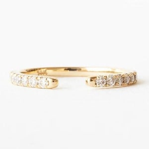 14k Gold Moissanite Wedding Band, 1.7 MM Round Cut Colorless, Open Gap Milgrain Setting, Perfect Stackable Anniversary Gift for Women.