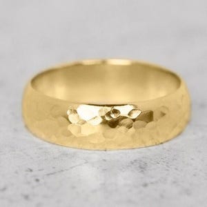 Hammered 10K Yellow Gold 2mm 3mm 4mm 5mm 6mm 8mm Wide Men&#39;s and Women&#39;s Wedding Band Ring 10k Solid Yellow Gold,Thumb Midi Ring.
