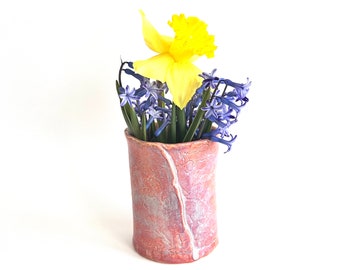 Stoneware Vase pottery: small vase or mini planter handmade Pink ready to ship