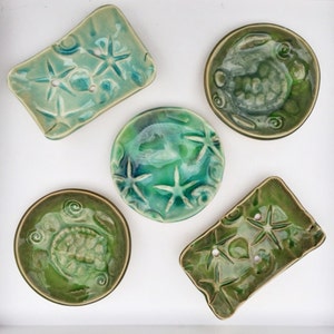 soap dish starfish fossil trinket treasure aqua ocean glaze handmade ring dish day at the beach ceramic ocean design image 4
