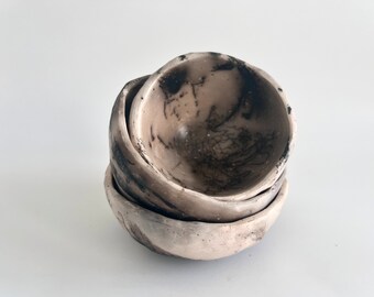Pit Fired Pottery Bowl, Burnished Decorative Pinch Pot, Wabi Sabi Zen Decor