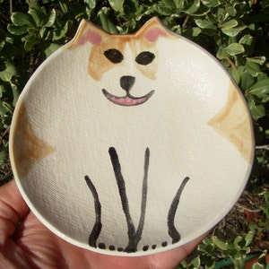 Pottery dog plate: Jack Russell Terrier round clay collectible pet dish image 1