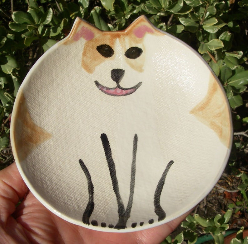 Pottery dog plate: Jack Russell Terrier round clay collectible pet dish image 1