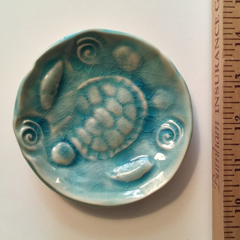 Sea Turtle Soap Dish Nautical Pottery Aqua. Beach House Decor Etsy