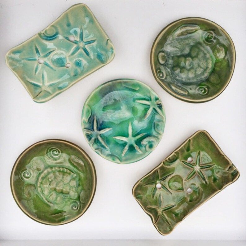 Sea Turtle Soap Dish Nautical Pottery Aqua. Beach House Decor Etsy
