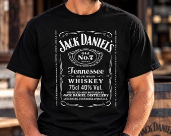 Jack Daniels Unisex T-Shirt, Vintage Tennessee Whiskey Graphic Tee, Retro Distillery Label T-Shirt, Classic Bar Style Gift for Him