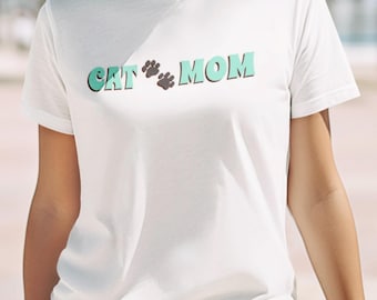 Katzen Mama T-Shirt Niedliches Katzen-Liebhaber-T-Shirt Geschenk für Katzenbesitzer-Haustier-Mamma-Shirt Spaß-Tier-T-Shirt Feiertags-Kleid