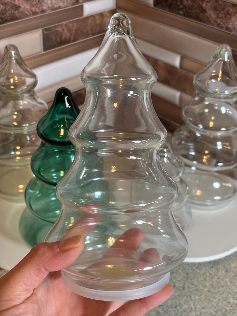 Glass Christmas Tree Candy Jar