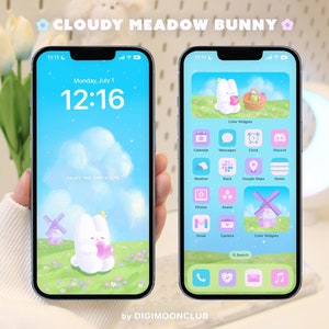 Cloudy Meadow Bunny Theme Pack for iOS / Android