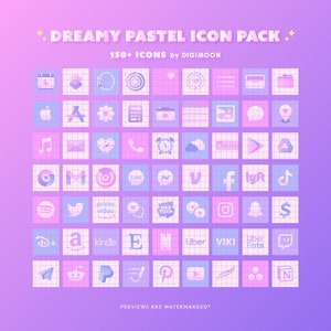 Dreamy Pastel Aesthetic 150+ Mobile App Icons Variety Pack