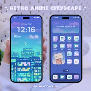 Retro Anime Cityscape Theme Pack for iOS / Android