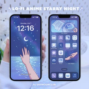 Lo-fi Anime Moon Starry Night Theme Pack for iOS / Android
