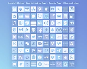 Blue Angelic Sky Cute Aesthetic 175+ Mobile App Icons Variety Pack