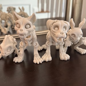 Skeleton Animals 4 Pack, Desk Toys, Halloween Decor, Gothic, Fun Toy, Gift Idea, Fidget Animal