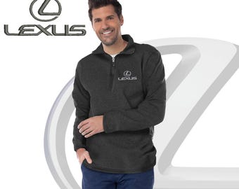 Lexus Logo Sweatshirt: Long Sleeve Zip Crew Neck - 50/50 Cotton Polyester