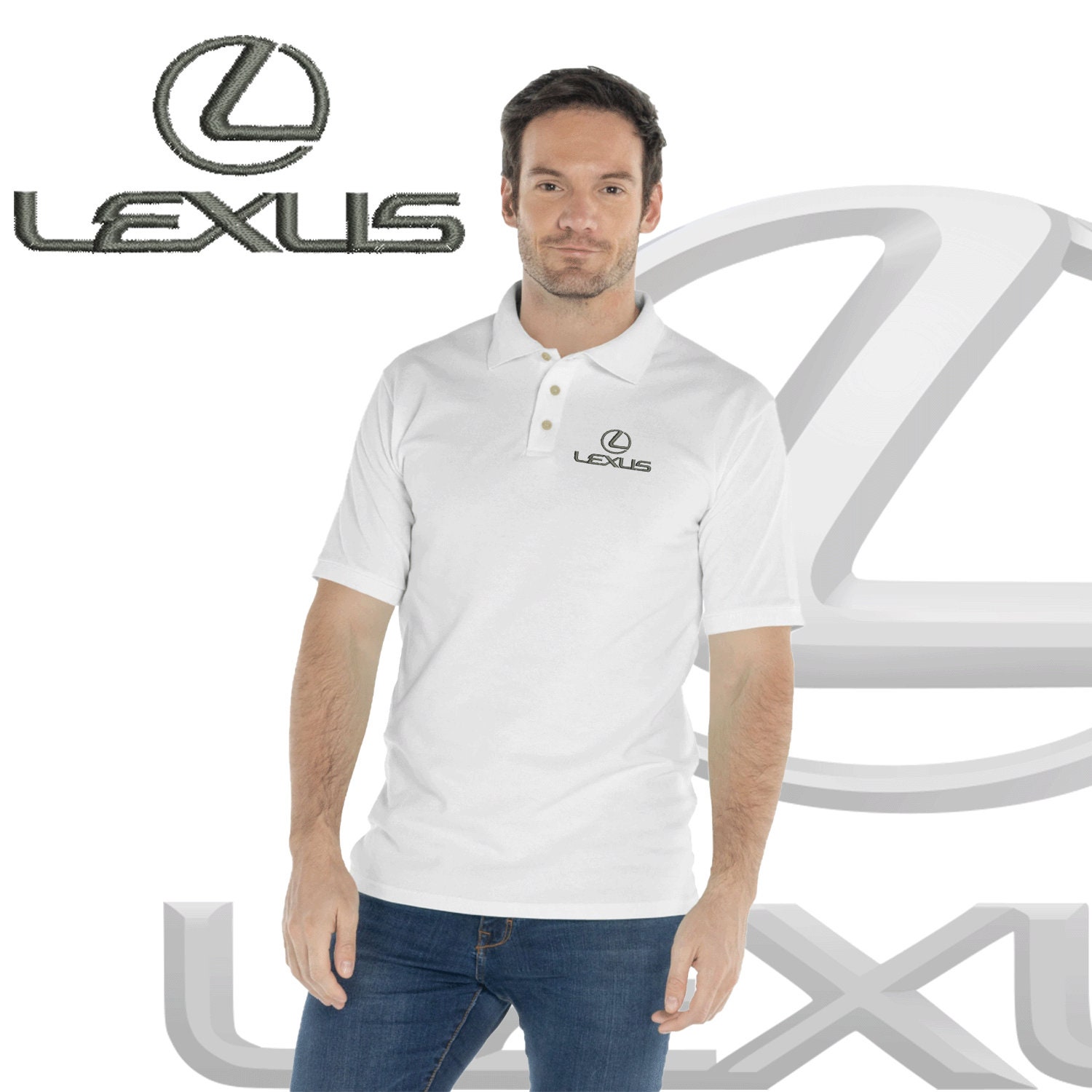 Polo Shirt Lexus Logo Short Sleeve Fitted Slim Fit Cotton