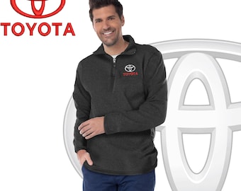 Toyota Logo Sweatshirt: Long Sleeve Zip Crew Neck - 50/50 Cotton Polyester