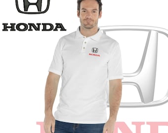 Polo Shirt Honda Logo Short Sleeve Fitted Slim Fit Cotton Polyester 50/50